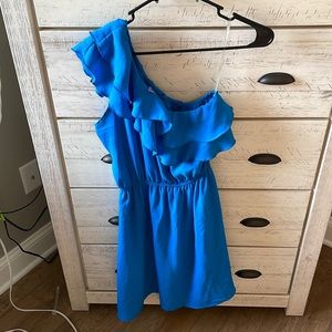 One shoulder Blue Dress